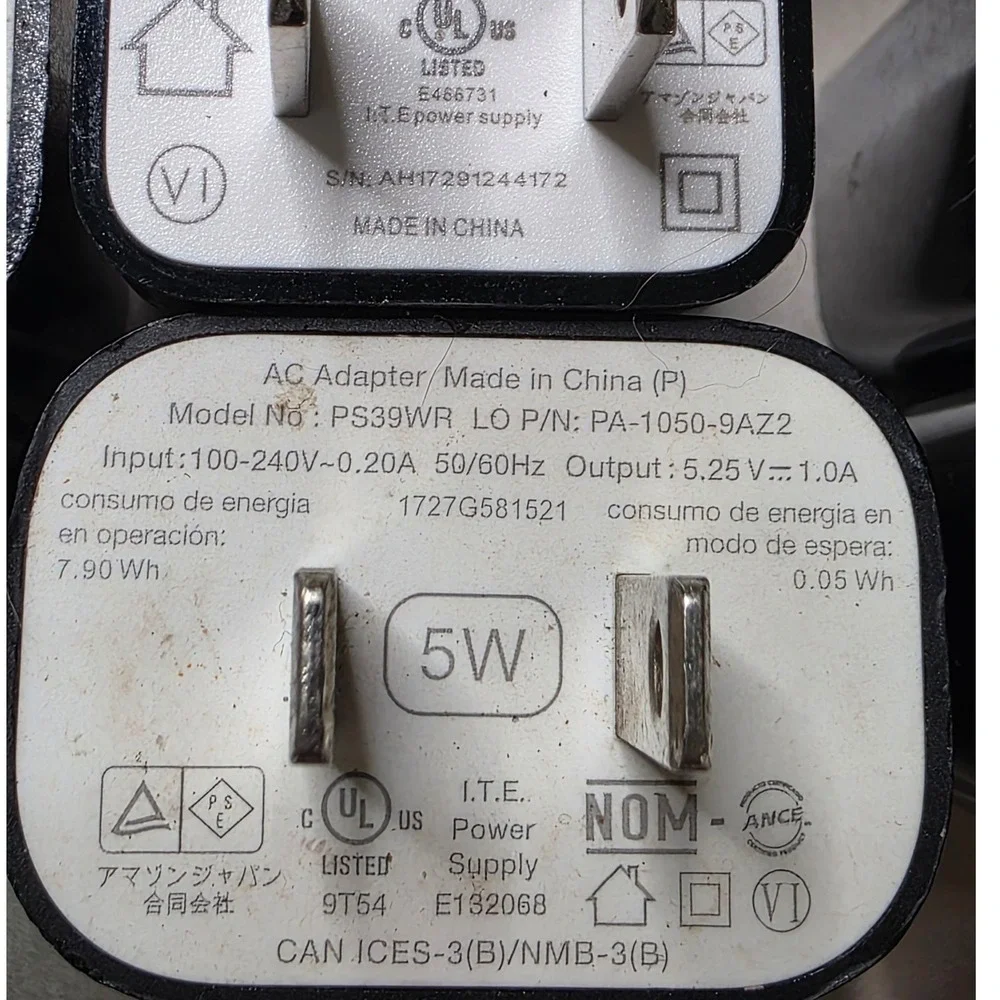 Amazon AC Power Adapter Lot 7pc FANA7R PS39WR HD34BX 5W USB Wall Charger Plug W4